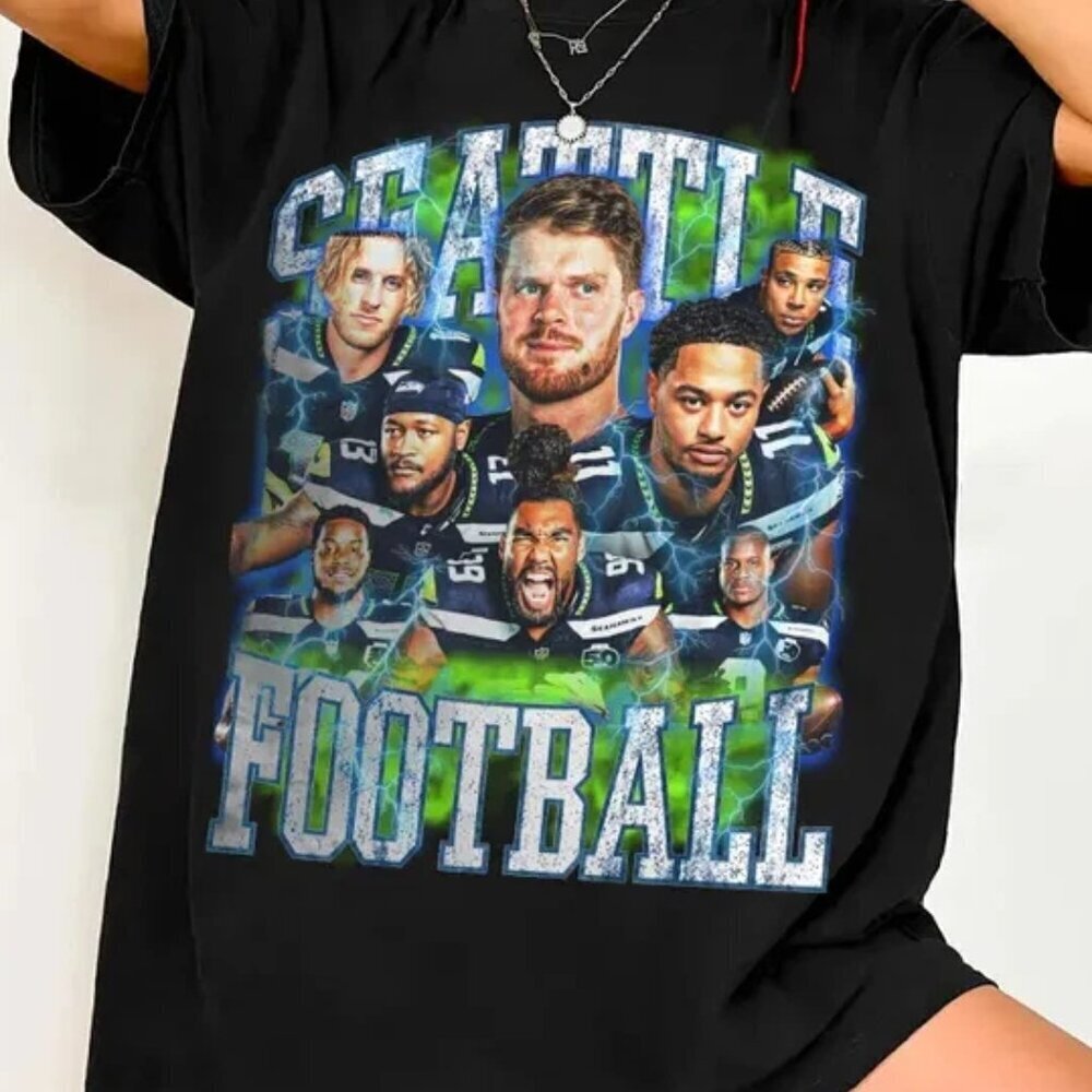 Player Seattle Seahawks Football champions 2026 black color shirt .